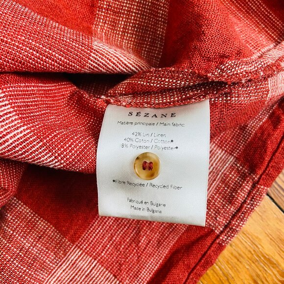 Sezane linen cotton blouse with tie sleeves - Picture 9 of 11